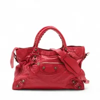 バレンシアガ ザ･ジャイアントシティ レザー 2WAYハンドバッグ レッド 281770 ミラー付き