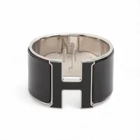 エルメス クリッククラックHバングルTGM ブレスレット GP シルバー×ブラック