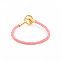 エルメス グレナン ブレスレット GP×革 ゴールド×ピンク