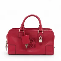 ロエベ アマソナ28 レザー×ハラコ ハンドバッグ レオパード A1230834