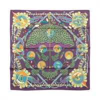 エルメス カレ90 L' OMBRELLE MAGIQUE 魔法の杖傘 スカーフ シルク パープル