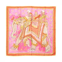 エルメス カレ90 BELOVED INDIA 深いインドの愛 スカーフ シルク ピンク×レッド