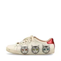 グッチ エース レザー スニーカー 36 1/2 レディース ホワイト 577147 ミスティックキャット