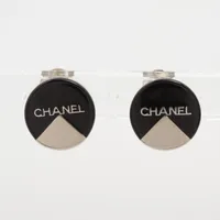 シャネル ロゴ 00A イヤリング(両耳用) GP シルバー×ブラック
