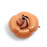 シャネル ココマーク カメリア ブローチ GP×エナメル オレンジ