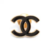 シャネル ココマーク 02A ピンバッジ GP ブラック×ゴールド ブローチ