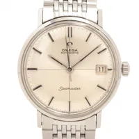 オメガ シーマスター 14770 SS SS AT シルバー文字盤 クロスライン