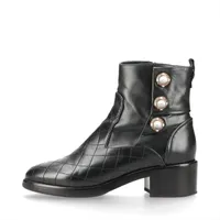 シャネル ココマーク マトラッセ レザー ショートブーツ 36.5C レディース ブラック G32970 フェイクパール ラインストーン 保存袋あり