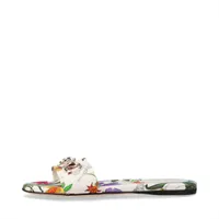 グッチ ホースビット 25AW キャンバス×レザー サンダル 35 レディース ホワイト×マルチカラー 835828 フローラルプリント スライドサンダル 箱 保存袋あり