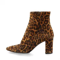 サンローランパリ スエード ショートブーツ 36 レディース ブラウン×ブラック 586501 ヒョウ柄