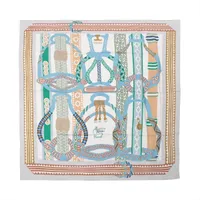 エルメス カレジェアン Fantaisie d'Etriers 鐙の幻想 ストール カシミヤ×シルク グレー