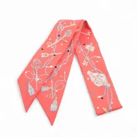 エルメス ツイリー Les Cles a Pois スカーフ シルク レッド
