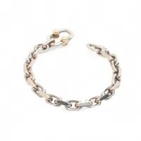 ティファニー メイカーズ ワイド チェーン ブレスレット 925×750 54.2g シルバー×ゴールド 付属コマ有 総重量57.9