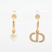 ディオール Petit CD プチCD ピアス(両耳用) GP×ラインストーン×フェイクパール ゴールド