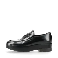 プラダ トライアングルロゴ レザー ローファー 6 1/2 メンズ ブラック 2DG118 スレ シワ有