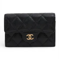 シャネル マトラッセ キャビアスキン カードケース ブラック ゴールド金具 25番台