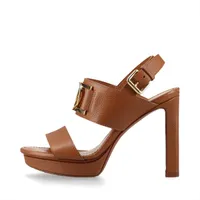 ヴィトン ロックイットライン 20年 レザー サンダル 35 レディース ブラウン MA1220 LVロゴ インソール剥がれ有