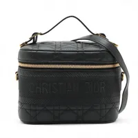 クリスチャンディオール カナージュ レザー 2WAYバニティバッグ ブラック