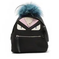 フェンディ モンスター バイザウェイ ナイロンxレザー バックパック/リュック ブラック 8BZ038