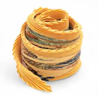 エルメス プリーツカレ Les Quatre Saisons 四季 スカーフ シルク イエロー