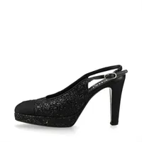 シャネル ココマーク レザー×グリッター パンプス 37C レディース ブラック G37586 型崩れ ヒール削れ有