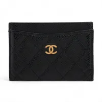 シャネル マトラッセ キャビアスキン カードケース ブラック ゴールド金具 19番台