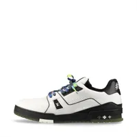 ヴィトン LVトレイナーライン 21年 レザー スニーカー 10 メンズ ホワイト×ブラック GO1221 LVロゴ 袋付