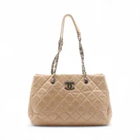 シャネル マトラッセ ヴィンテージカーフ チェーントートバッグ ベージュ ガンメタリック金具 20番台