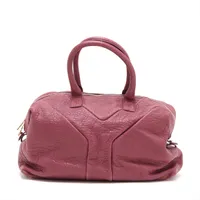 イヴサンローラン イージー レザー ボストンバッグ パープル 208314