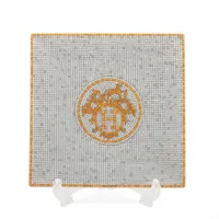 エルメス シエスタ 小皿 陶器 ホワイト×オレンジ ハチドリ A2714790