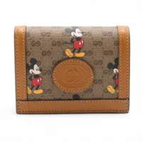 グッチ×ディズニー ミニGGスプリーム 602534 PVC×レザー コンパクトウォレット ブラウン