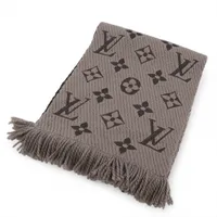 ヴィトン 402336 エシャルプ ロゴマニア マフラー ウール×シルク グレー