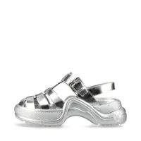 ヴィトン LVアークライトライン 22年 レザー サンダル 37 レディース シルバー CL 1212 スレ シワ有 袋あり