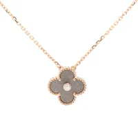 ヴァンクリーフ&アーペル ヴィンテージアルハンブラ オブシディアン ダイヤ ネックレス 750(PG) 6.3g