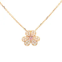 ヴァンクリーフ&アーペル フリヴォル スモール ピンクサファイア ダイヤ ネックレス 750(YG) 5.9g VCARP6L400