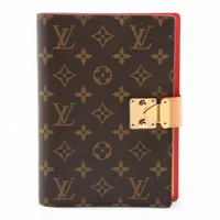 ヴィトン モノグラム クヴェルテュールカルネポール GI0238 レッド×ブラウン ノートカバー