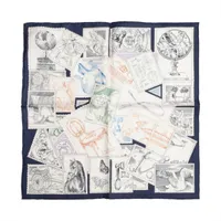 エルメス カレ45 LE PHILATELISTE DU FAUBOURG フォーブルの切手愛好家 スカーフ シルク アイボリー