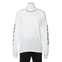 クロムハーツ ロングTシャツ コットン サイズM ホワイト ネックロゴ 保存臭あり