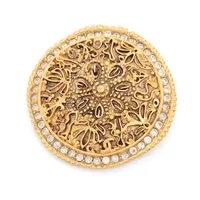 シャネル ブローチ GP×ラインストーン ゴールド