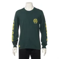 クロムハーツ ロングTシャツ コットン サイズM グリーン×イエロー ホースシュー アームロゴ