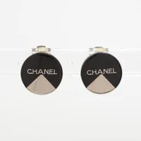 シャネル ロゴ 00A イヤリング(両耳用) GP シルバー×ブラック