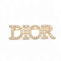ディオール ロゴ ブローチ GP×ラインストーン ゴールド