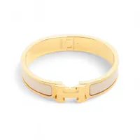 エルメス クリッククラック Hバングル ブレスレット 925×エナメル ベージュ×ゴールド