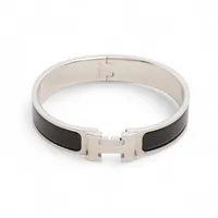 エルメス クリックHファン ブレスレット GP シルバー×ブラック