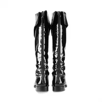 CHANEL シャネル ココマーク レザーロングブーツ 36ブラック イタリア製 シャネル ココマーク パテントレザー ロングブーツ 36 1/2 レディース