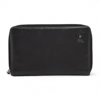 シャネル バタフライカメリア レザー ラウンドジップウォレット ブラック シルバー金具 12番台