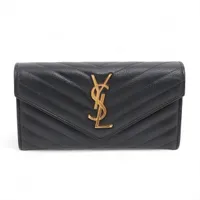 サンローランパリ Vステッチ GUE372264 レザー ロングウォレット ブラック