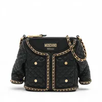 モスキーノ ジャケット モチーフ レザー チェーンショルダーバッグ ブラック