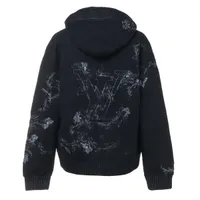 Louis Vuitton 20AW Wool Hoodie XL Men's Navy Blue RM202 Monogram