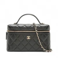シャネル マトラッセ キャビアスキン 2WAYハンドバッグ バニティ ブラック ゴールド金具 ランダムシリアル